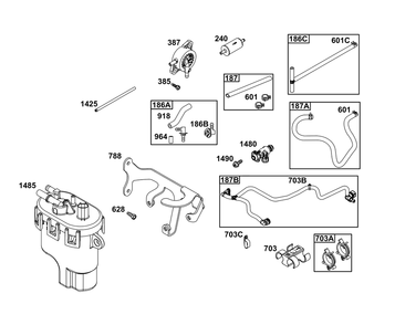 Fuel Supply Group Diagram and Parts List for 49E877-0036-Z1  Briggs and Stratton Engine
